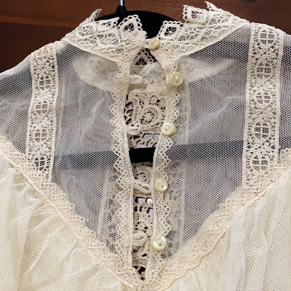 Vintage Prairie Wedding Dress Lace Cyreld Paris Parisian Handmade 40's-60's - Picture 12 of 17